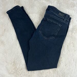 Paige Dark Wash Ankle Zipper Skinny Jean, 29